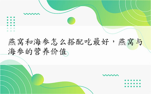 燕窝和海参怎么搭配吃最好，燕窝与海参的营养价值